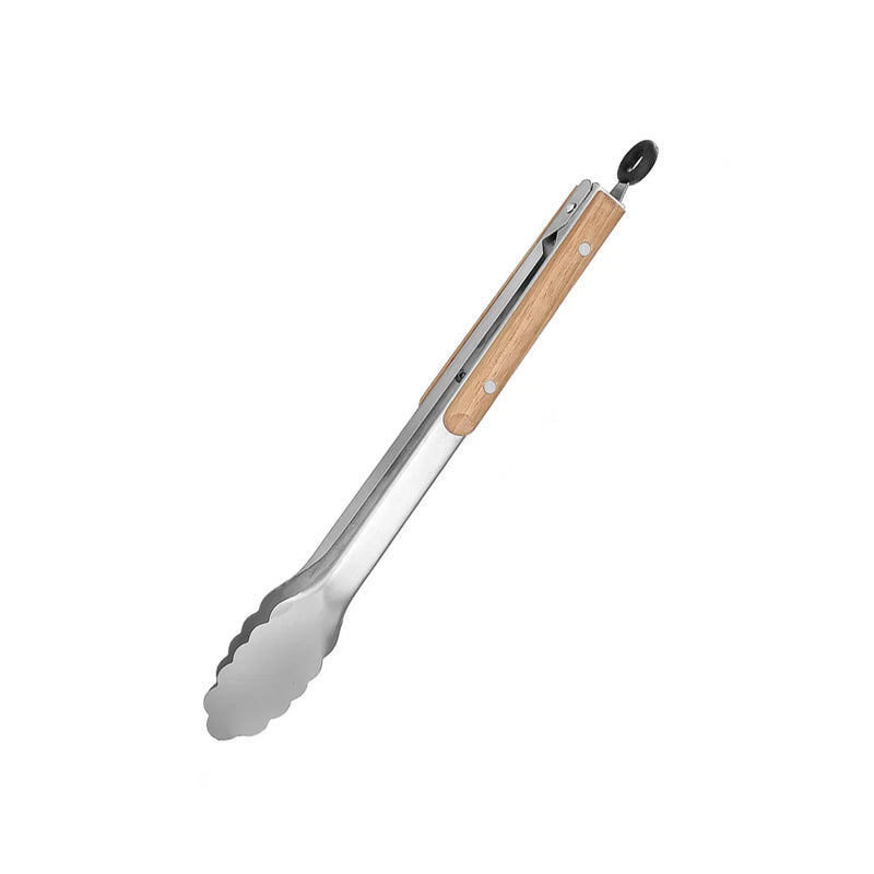 Seu Churrasco em um Show de Praticidade com a Pinça de Aço Inoxidável com Cabo de Carvalho e Sistema de Travamento!