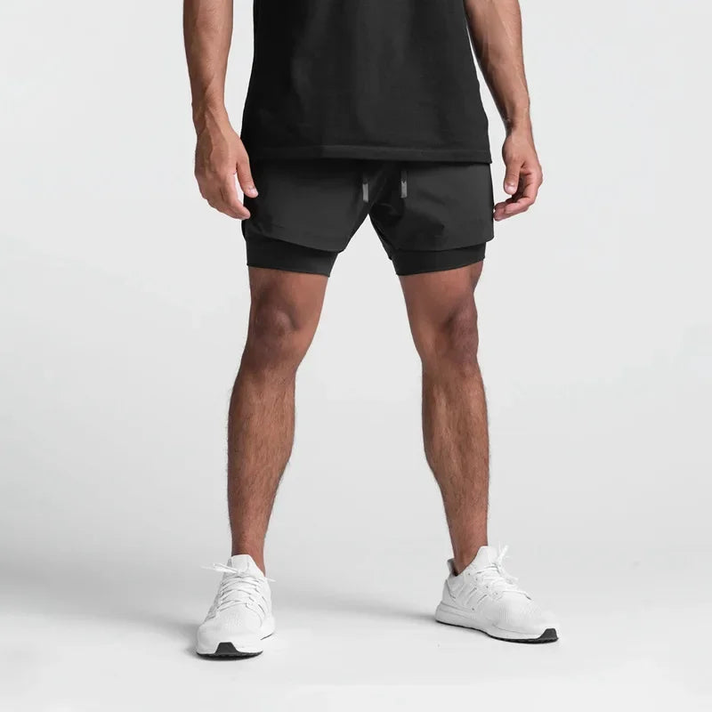 O Short Masculino 2 em 1 Que Respira com Você – Liberdade, Secagem Rápida e Estilo em Camadas para Treinos, Praia e Corridas!