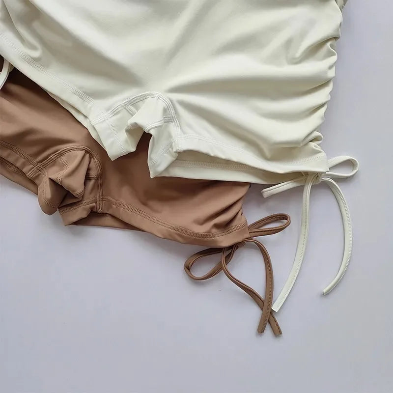 Shorts de Yoga Feminino para o Verão — Cintura Alta, Respirável e com Cordão Ajustável: Perfeitos para Treinos, Corridas e Ciclismo com Estilo e Conforto!