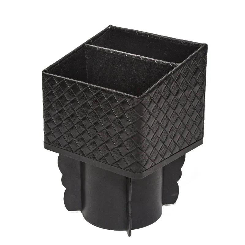 Organização Inteligente no Seu Carro: Porta Objetos de Couro com Suporte de Porta Copos - Armazena Moedas, Celular, Chaves e Muito Mais!