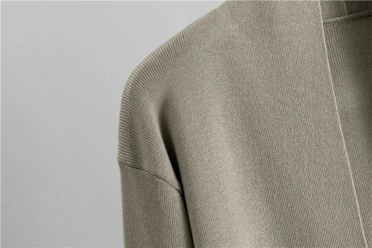 Conjunto Feminino 3 Peças Elegante: Cardigan + Calça + Camisola em Malha Vintage — Estilo Versátil para Primavera e Outono!