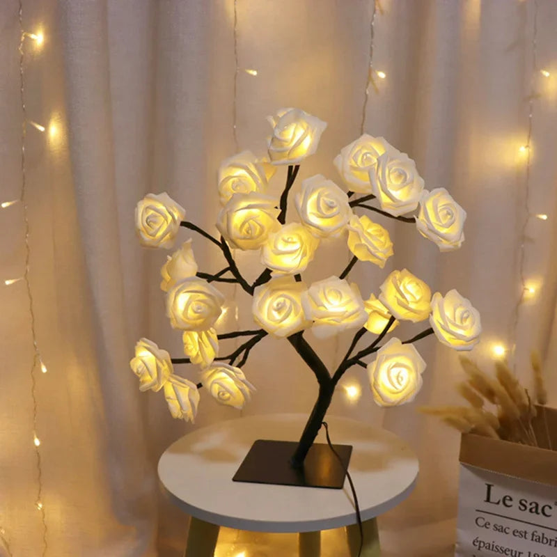 Luminária LED Rosa Encantada – Ilumine Seu Espaço com Elegância e Romance! Ideal para Quartos, Festas, Casamentos e Presentes Inesquecíveis!