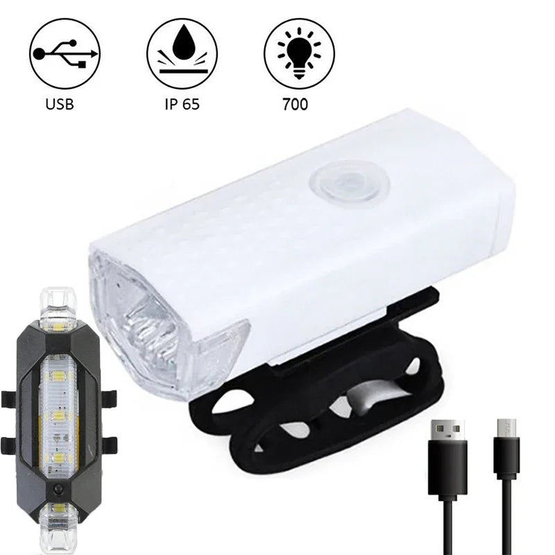 Transforme Seus Pedais Noturnos: Kit de Luz LED USB Recarregável para Bicicleta com Farol Frontal e Lanterna Traseira – Mais Segurança, Estilo e Visibilidade em Qualquer Caminho!
