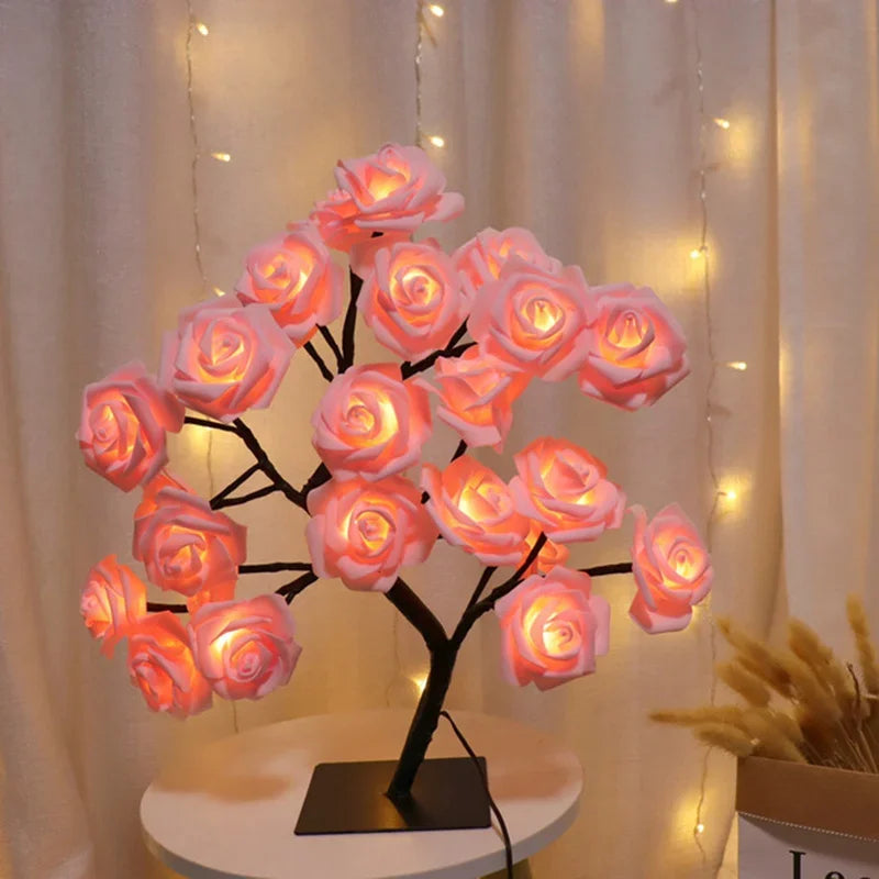 Luminária LED Rosa Encantada – Ilumine Seu Espaço com Elegância e Romance! Ideal para Quartos, Festas, Casamentos e Presentes Inesquecíveis!