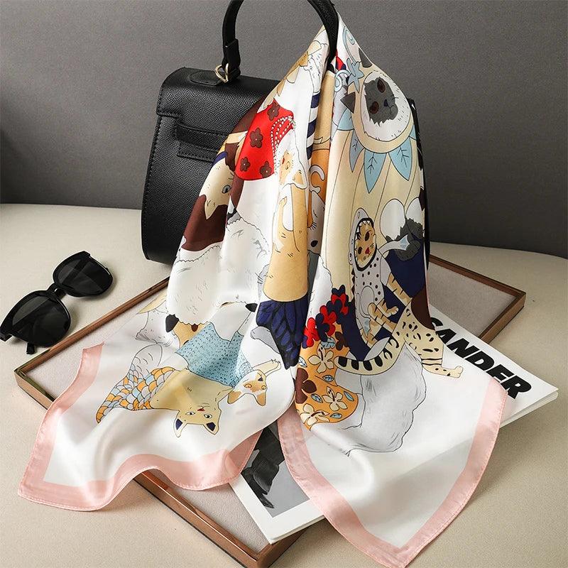 Lenço de Cetim Elegante 70x70cm – A Tendência Luxuosa para Mulheres Sofisticadas!