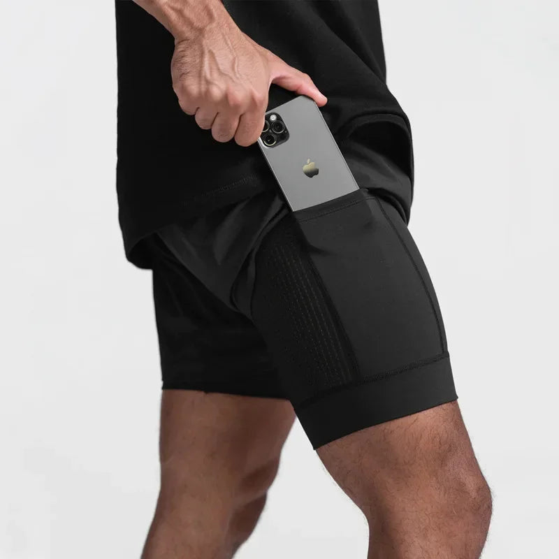 O Short Masculino 2 em 1 Que Respira com Você – Liberdade, Secagem Rápida e Estilo em Camadas para Treinos, Praia e Corridas!
