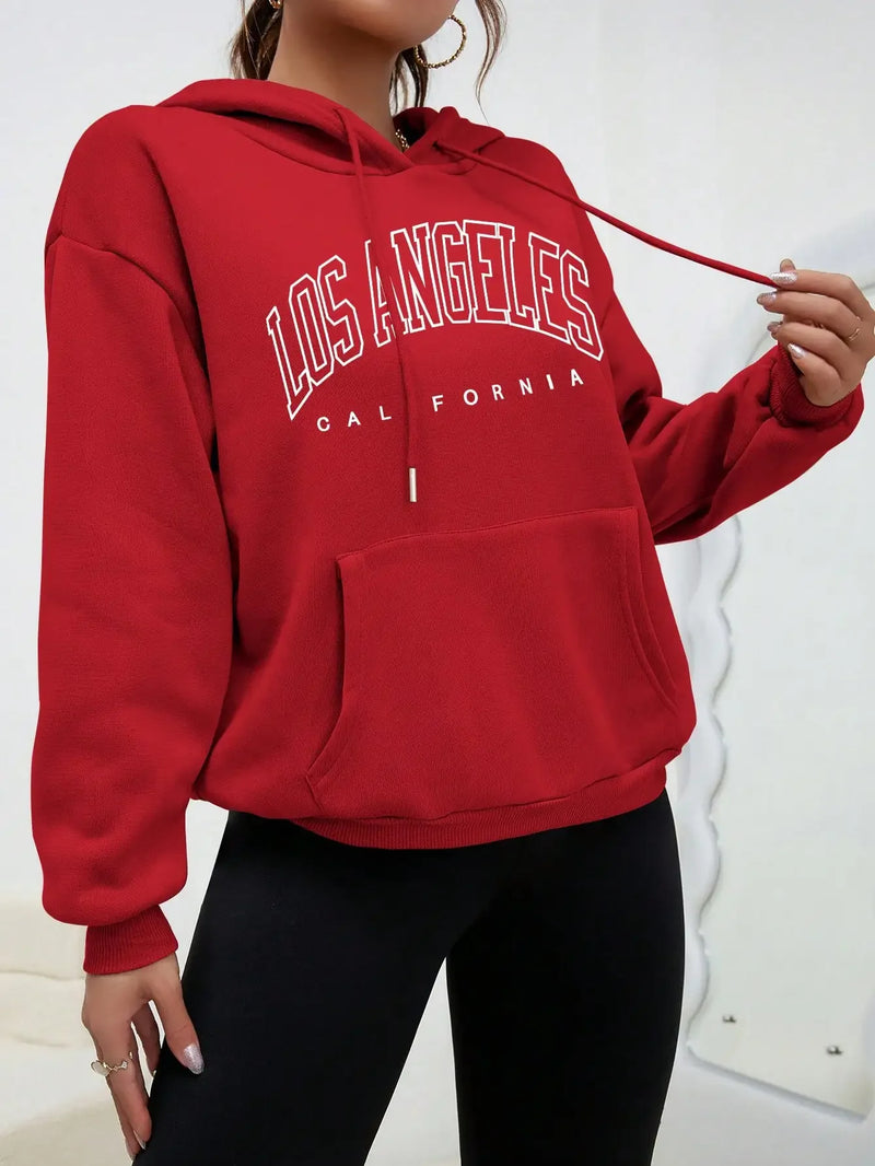 Moletom Capuz Feminino Los Angeles – Estilo Americano com Arte Urbana e Conforto Descontraído!