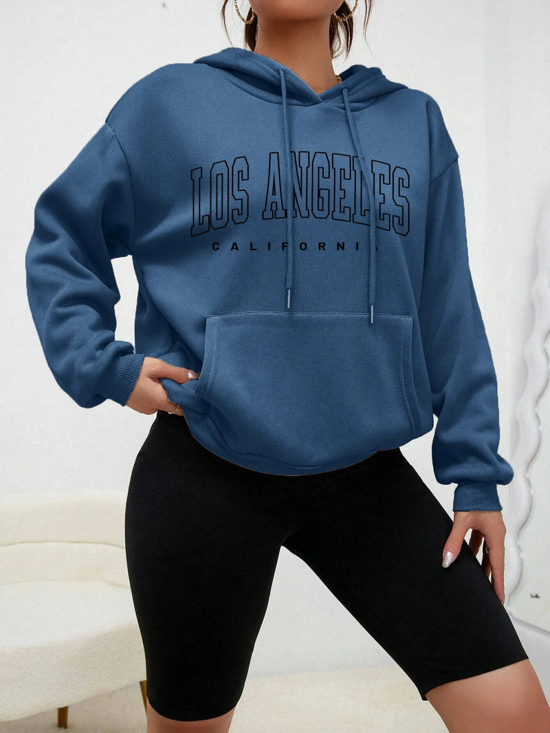 Moletom Capuz Feminino Los Angeles – Estilo Americano com Arte Urbana e Conforto Descontraído!