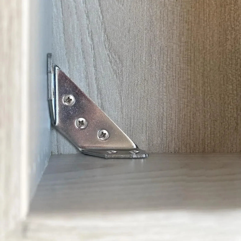 Conjunto de Suportes de Canto em Aço Inox – Fixação Robusta e Discreta para Móveis, Prateleiras e Armários!