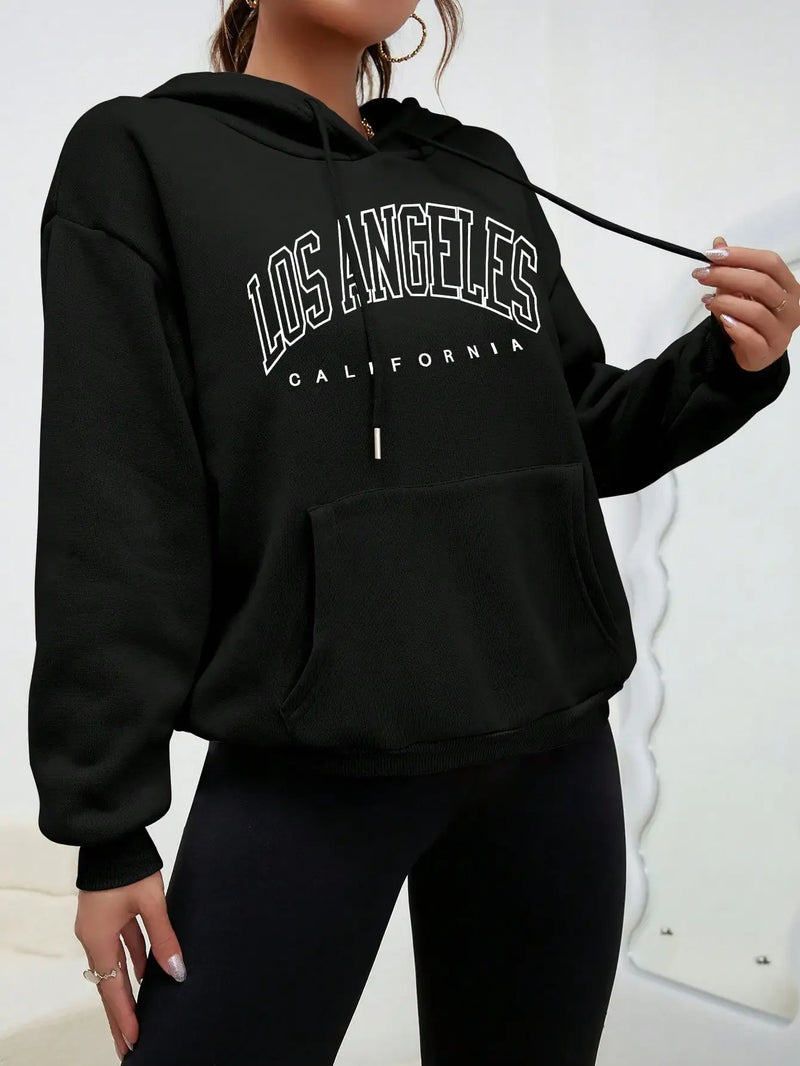 Moletom Capuz Feminino Los Angeles – Estilo Americano com Arte Urbana e Conforto Descontraído!