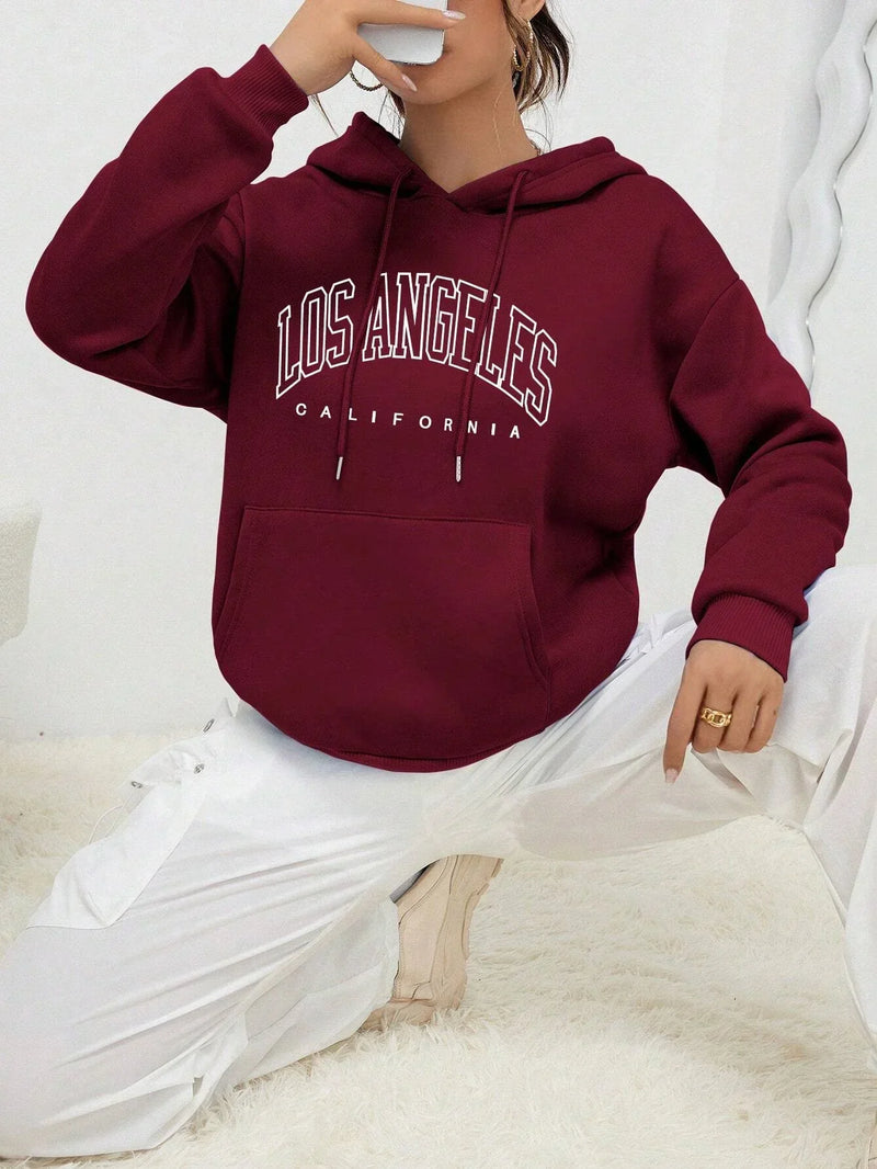 Moletom Capuz Feminino Los Angeles – Estilo Americano com Arte Urbana e Conforto Descontraído!