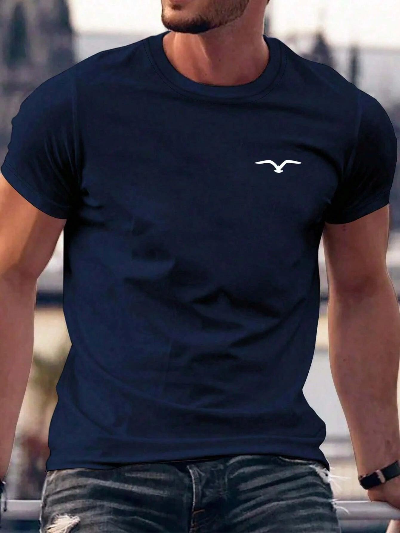 Camiseta Masculina 100% Algodão – Estampa de Pássaro Estilosa, Leve e  Conforto Total