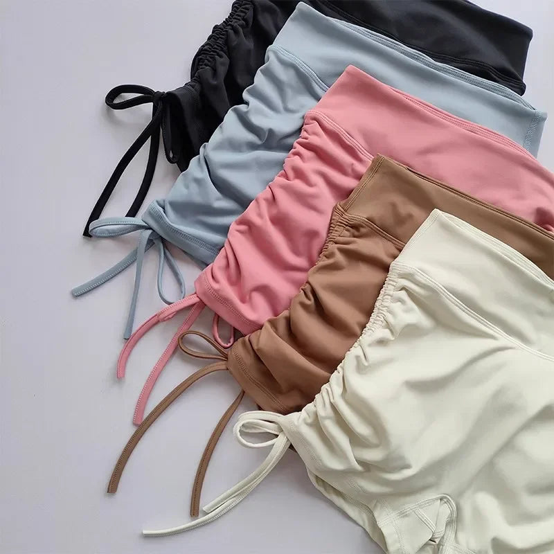 Shorts de Yoga Feminino para o Verão — Cintura Alta, Respirável e com Cordão Ajustável: Perfeitos para Treinos, Corridas e Ciclismo com Estilo e Conforto!