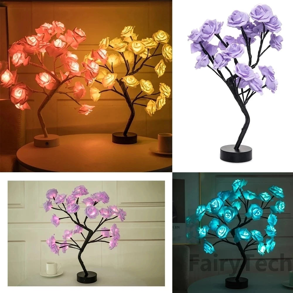 Luminária LED Rosa Encantada – Ilumine Seu Espaço com Elegância e Romance! Ideal para Quartos, Festas, Casamentos e Presentes Inesquecíveis!