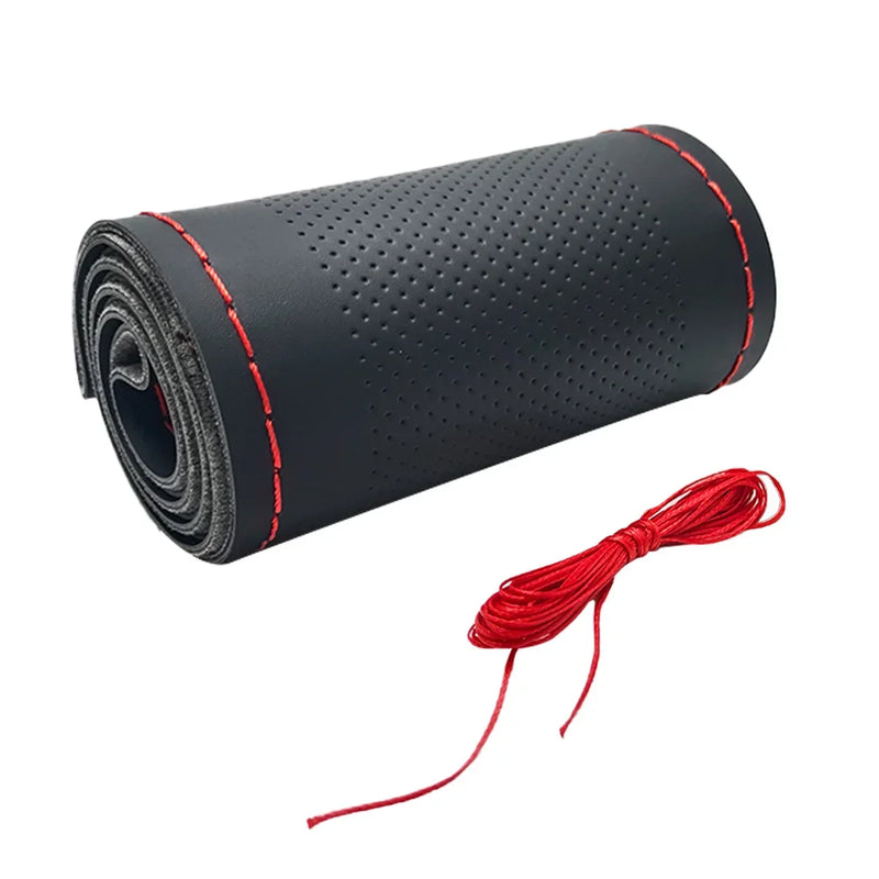 Transforme Seu Volante com Estilo e Segurança: Capa de Couro DIY Costurável Antiderrapante e Respirável – Ideal para Volantes de 38cm!