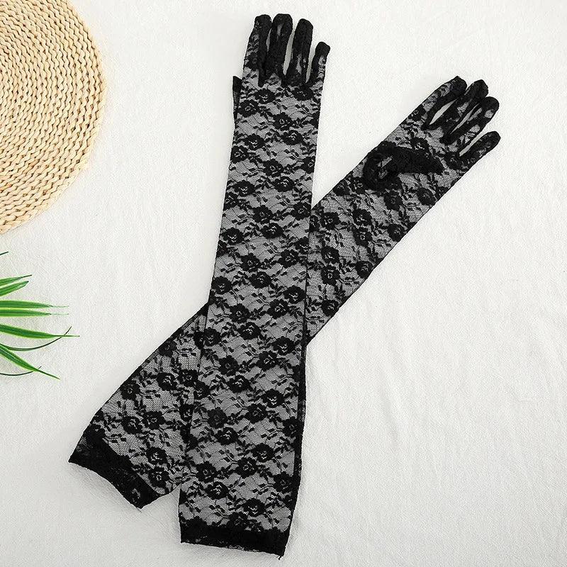 Luvas Longas de Renda com Toque Sexy e Sofisticado – O Acessório Perfeito para Momentos Inesquecíveis
