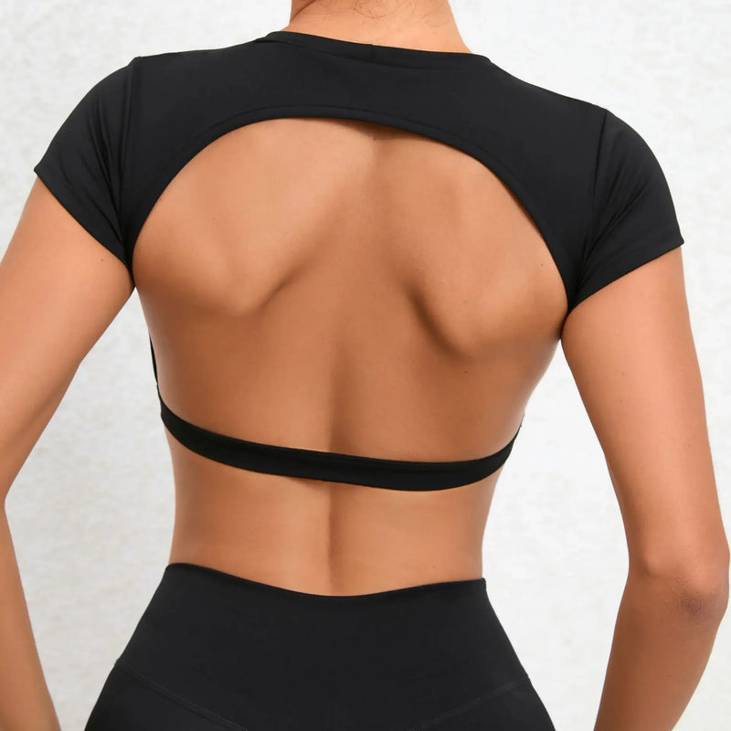 Top Fitness Feminino: Respirável, Estiloso e Aberto nas Costas – Liberdade Total para Seus Treinos!