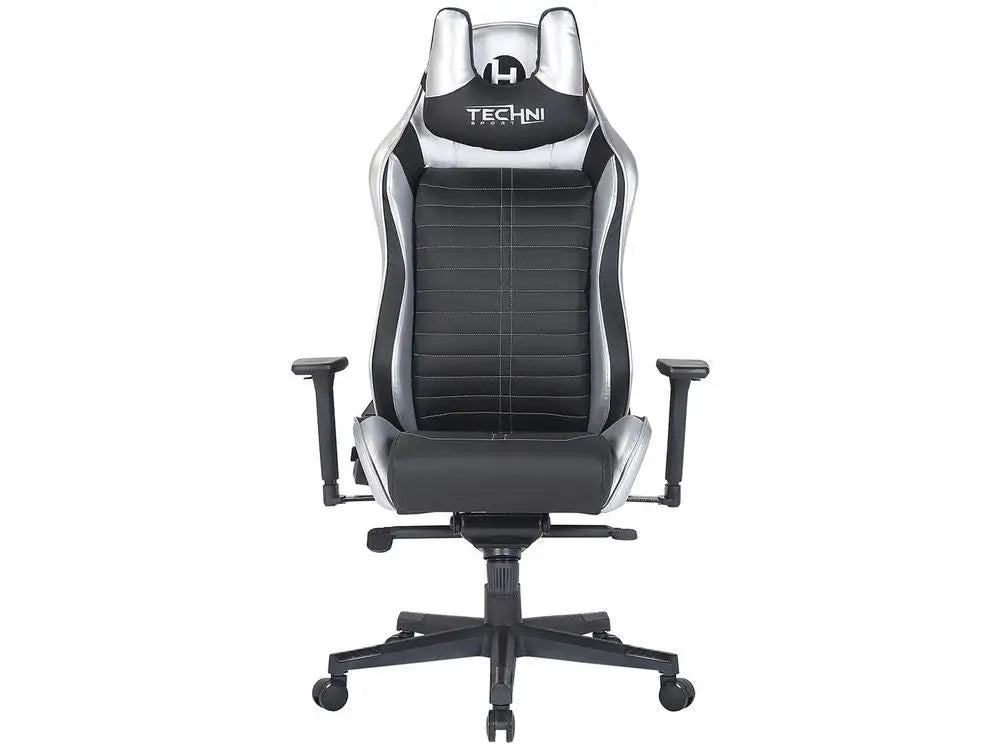Cadeira Gamer Techni Sport TS62 – Conforto Supremo, Design Preto & Prata e Reclinação Total para sua Gameplay!