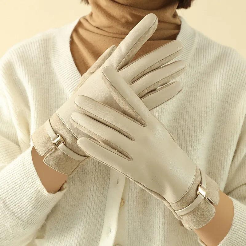 Luvas Femininas de Inverno em Couro e Camurça – Elegância, Estilo Business e Tecnologia Touch com Proteção Contra o Frio e Água