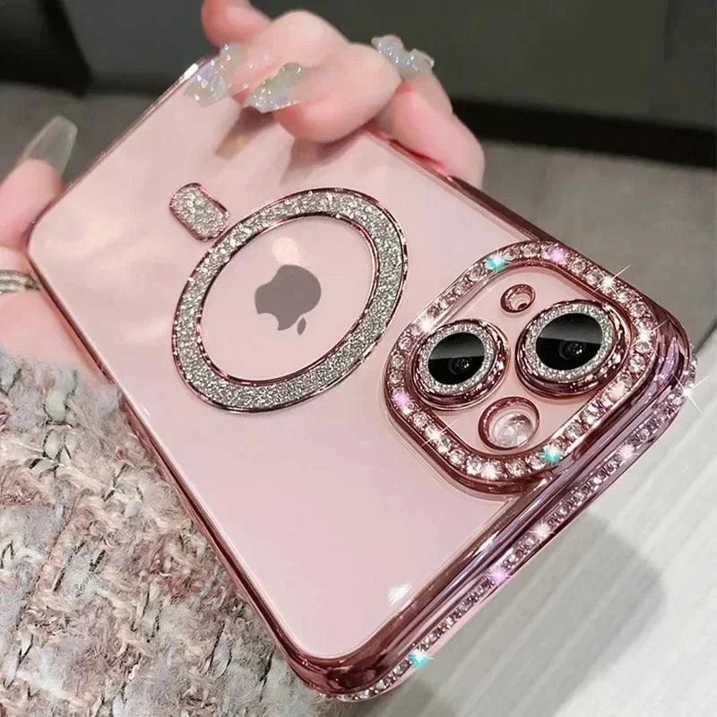 A Capa Transparente que Protege, Brilha e Carrega Sem Fio – Compatível com iPhone 12 Pro Max ao 16 Pro Max!