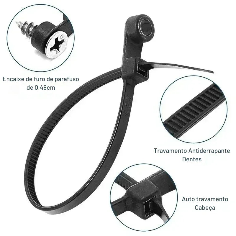 Organização Inteligente em Cada Fio: Abraçadeiras de Nylon com Furo para Parafuso – Fixação Rápida e Segura para Seus Cabos!