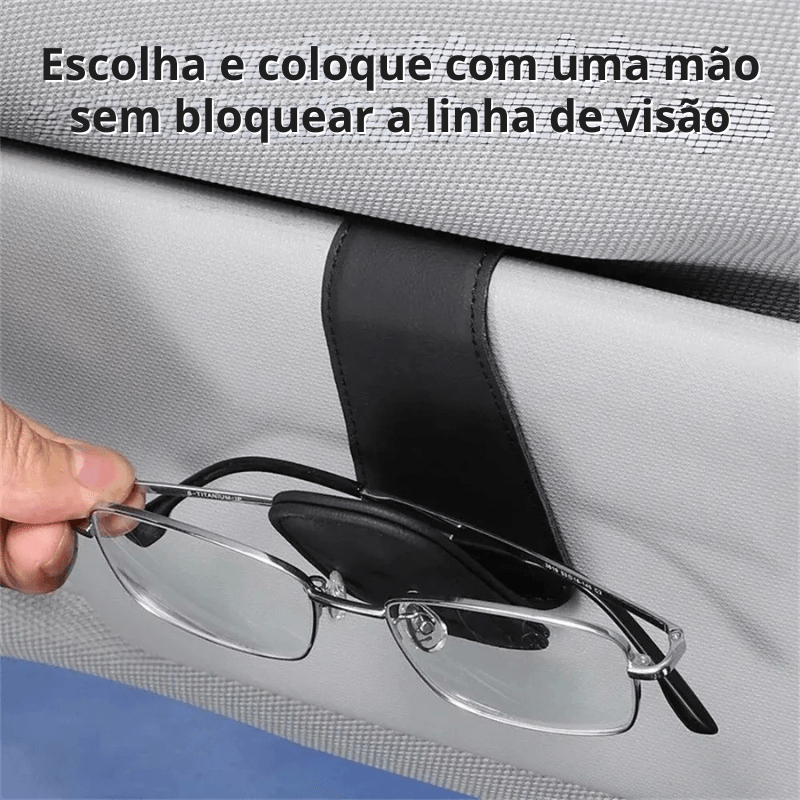 Organização com Estilo: Suporte Magnético de Couro para Óculos no Quebra Sol do Carro – Prático, Elegante e Universal!