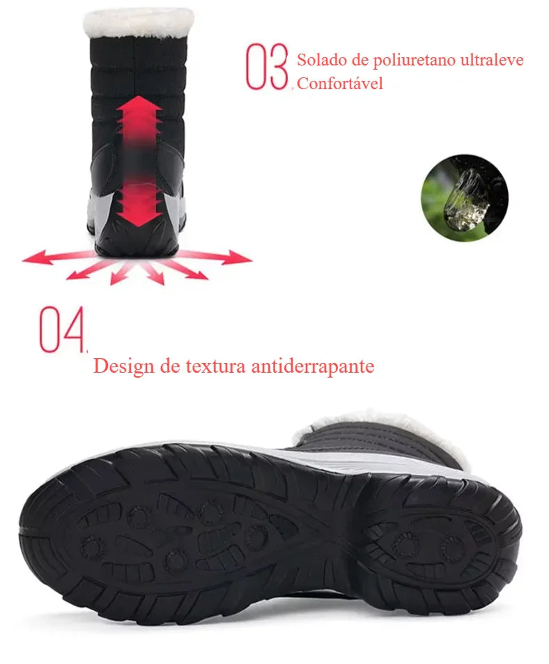 Elegância e Conforto no Inverno – Botas de Neve Femininas Antiderrapantes, Impermeáveis e com Plataforma para Máxima Proteção e Estilo!