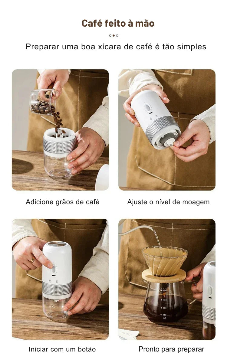 Moa Seu Café Onde Quiser: Moedor Elétrico Portátil com Núcleo de Cerâmica e Carregamento USB para Sabor Profissional em Qualquer Lugar!