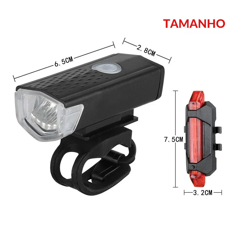 Transforme Seus Pedais Noturnos: Kit de Luz LED USB Recarregável para Bicicleta com Farol Frontal e Lanterna Traseira – Mais Segurança, Estilo e Visibilidade em Qualquer Caminho!