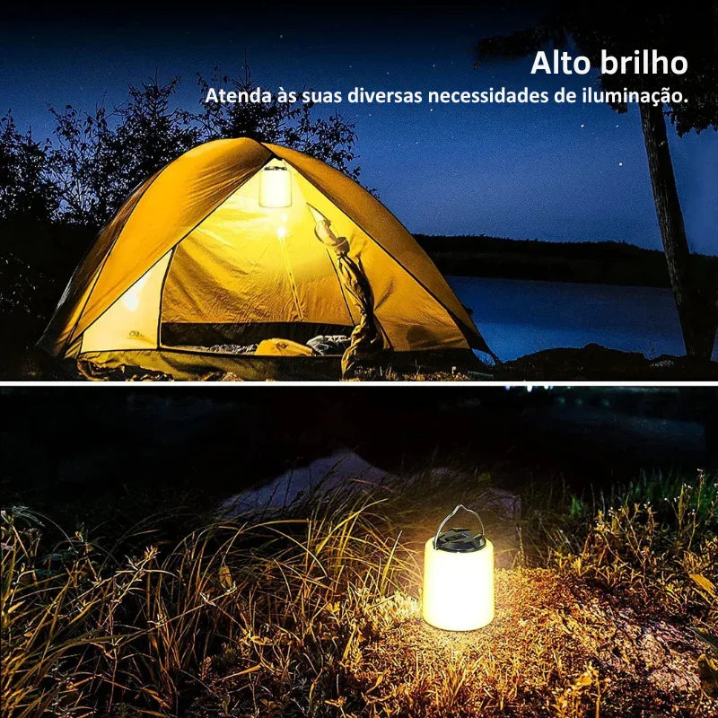 Lanterna Recarregável 3 em 1: Iluminação Quente e Potente Para Acampamentos, Trilhas e Aventuras — À Prova D'Água e Pronta Para Tudo!