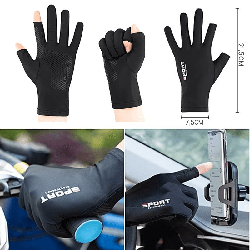 Use em Qualquer Lugar: Luvas Esportivas com Toque de Tela, Anti-UV e Ultra Respirável!