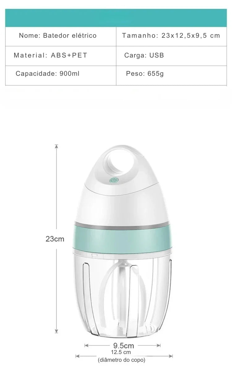 Diga Adeus ao Cansaço na Cozinha: Misturador Elétrico Sem Fio 4 em 1 para Espumar Leite, Bater Claras e Misturar com Facilidade!
