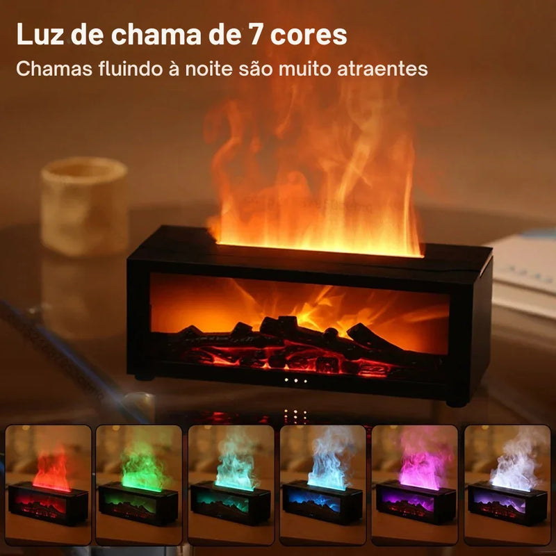 Chamas de Aroma: Umidificador com Difusor de Óleos Essenciais, Luz RGB e Controle Remoto para uma Atmosfera Mágica!