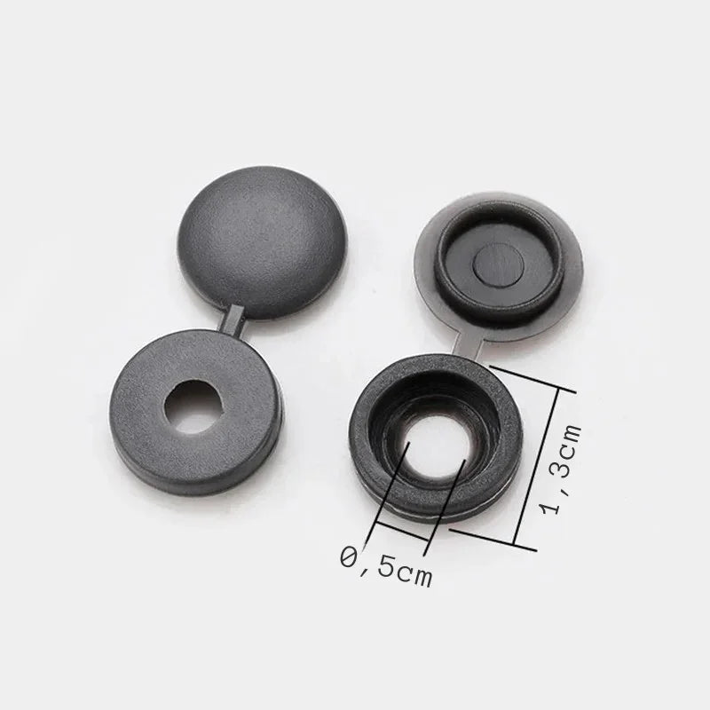 100Pcs Hinged Plastic Screw Cap Cover Fold Snap Protective Cap Button For Car Furniture Decorative Nuts Cover Bolts Hardware