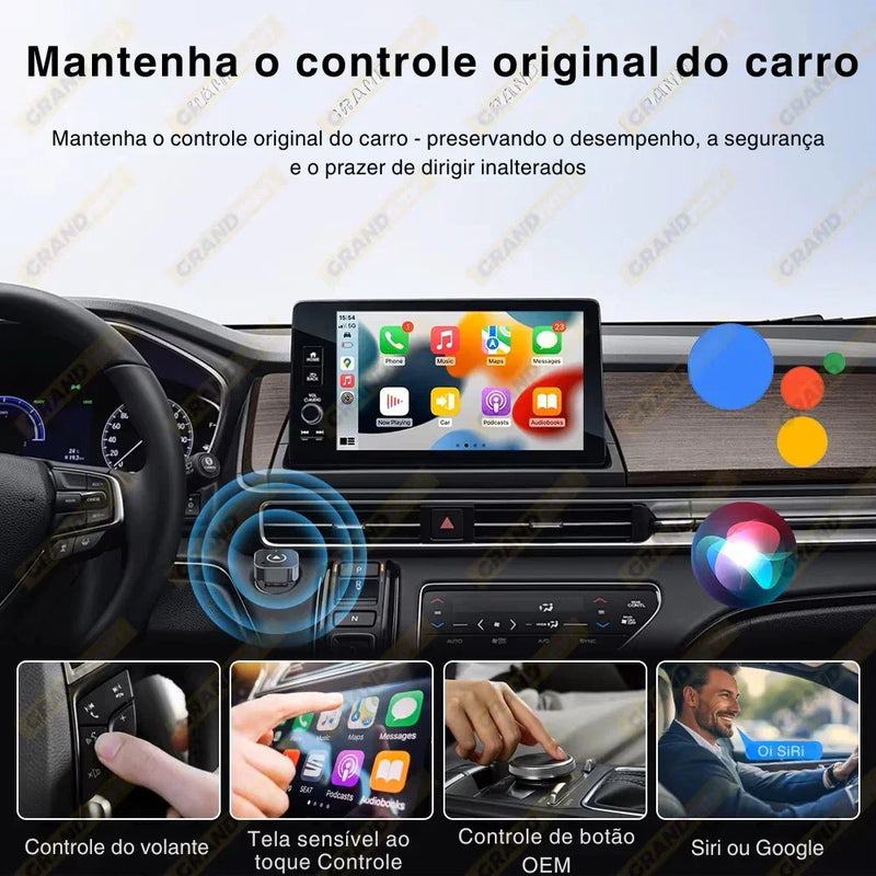 Novo Adaptador Inteligente CarPlay & Android Auto Sem Fio – Mini USB Plug & Play Universal