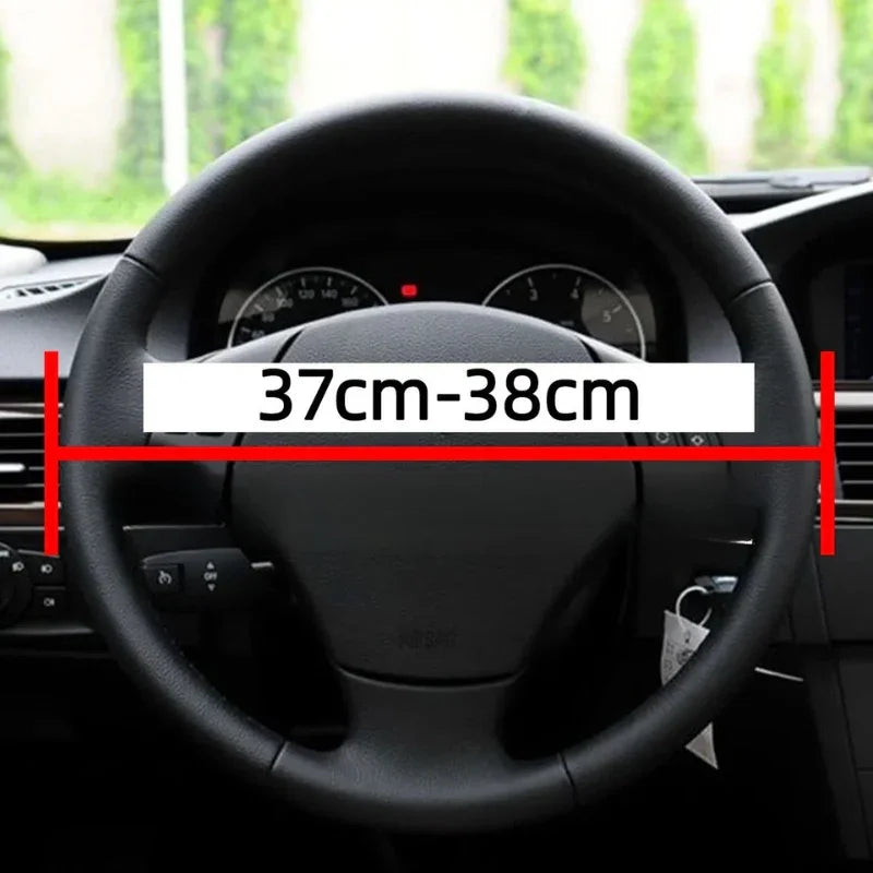 Transforme Seu Volante com Estilo e Segurança: Capa de Couro DIY Costurável Antiderrapante e Respirável – Ideal para Volantes de 38cm!