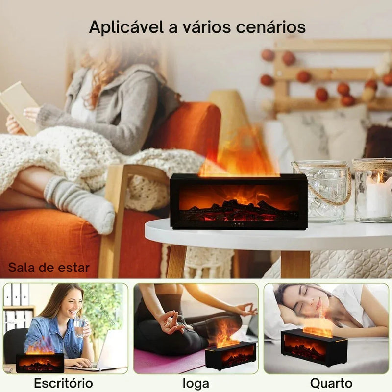 Chamas de Aroma: Umidificador com Difusor de Óleos Essenciais, Luz RGB e Controle Remoto para uma Atmosfera Mágica!