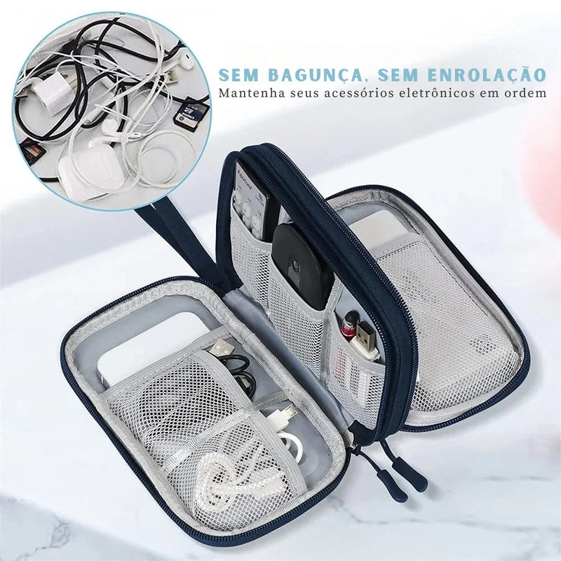 Leve Tudo Sem Bagunça: Organizador de Acessórios Eletrônicos à Prova d'Água com Duas Camadas!