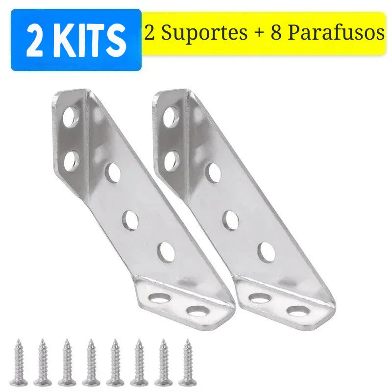 Conjunto de Suportes de Canto em Aço Inox – Fixação Robusta e Discreta para Móveis, Prateleiras e Armários!