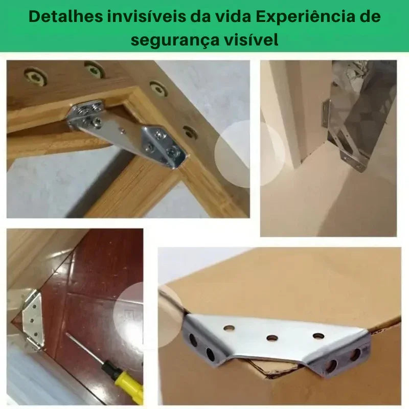 Conjunto de Suportes de Canto em Aço Inox – Fixação Robusta e Discreta para Móveis, Prateleiras e Armários!