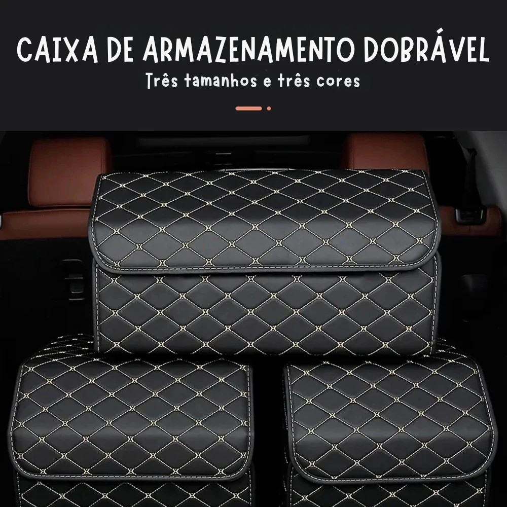 Organização Inteligente no Porta-Malas: Caixa Dobrável de Couro com Alta Capacidade – Armazene Tudo com Estilo e Praticidade!