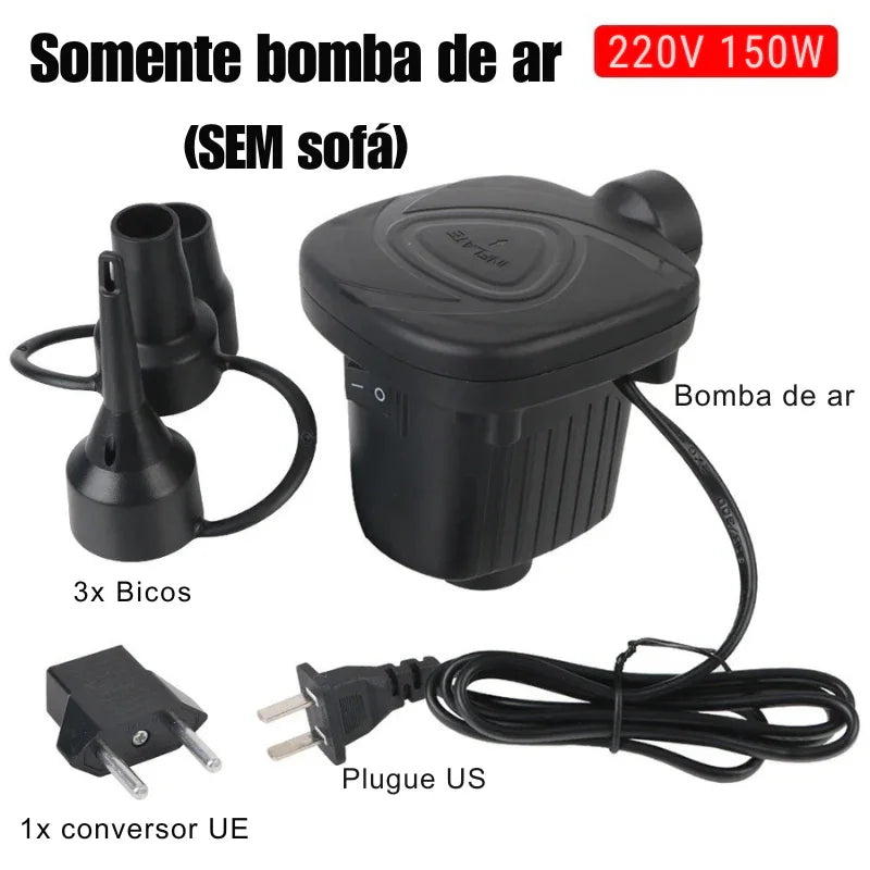 Leve Conforto para Onde For: Travesseiro/Almofada Inflável para Pernas, Pés, Viagens, Acampamentos e Bomba Elétrica 220V