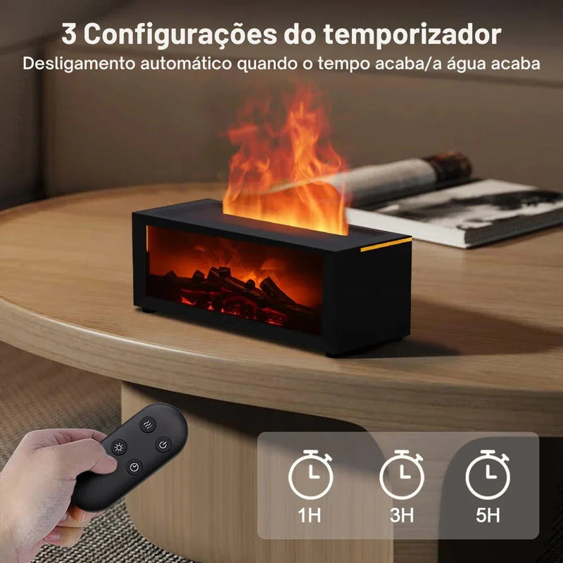 Chamas de Aroma: Umidificador com Difusor de Óleos Essenciais, Luz RGB e Controle Remoto para uma Atmosfera Mágica!