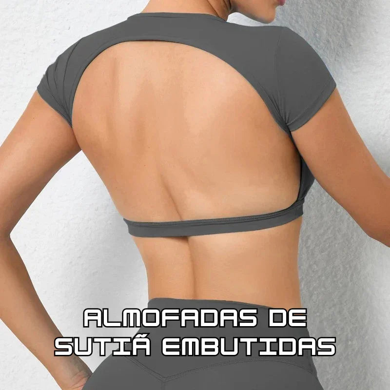 Top Fitness Feminino: Respirável, Estiloso e Aberto nas Costas – Liberdade Total para Seus Treinos!