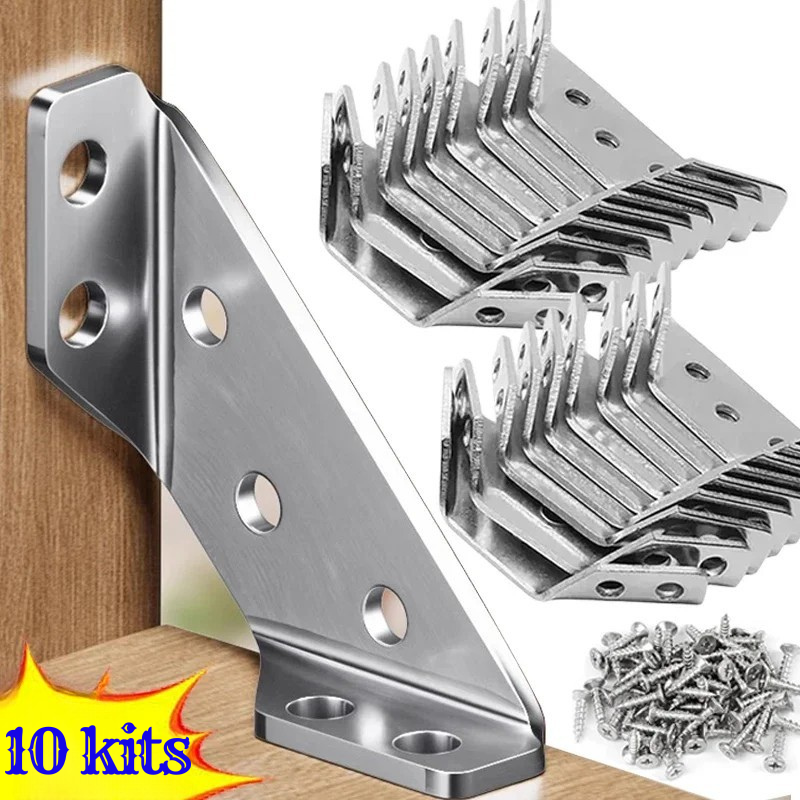 Conjunto de Suportes de Canto em Aço Inox – Fixação Robusta e Discreta para Móveis, Prateleiras e Armários!