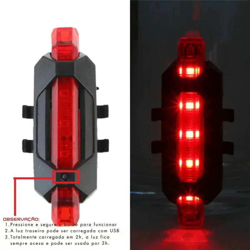 Transforme Seus Pedais Noturnos: Kit de Luz LED USB Recarregável para Bicicleta com Farol Frontal e Lanterna Traseira – Mais Segurança, Estilo e Visibilidade em Qualquer Caminho!