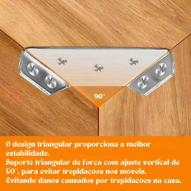 Conjunto de Suportes de Canto em Aço Inox – Fixação Robusta e Discreta para Móveis, Prateleiras e Armários!