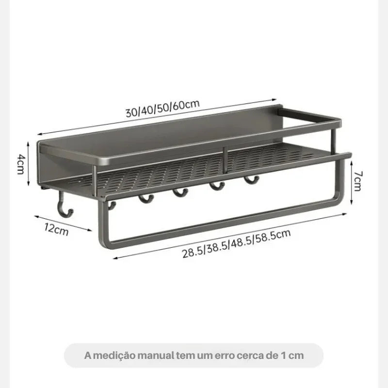 Transforme Seu Banheiro em Minutos: Suporte de Parede de Alumínio para Organização com Estilo e Praticidade!
