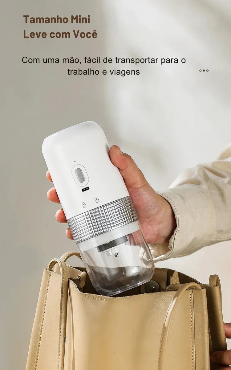 Moa Seu Café Onde Quiser: Moedor Elétrico Portátil com Núcleo de Cerâmica e Carregamento USB para Sabor Profissional em Qualquer Lugar!