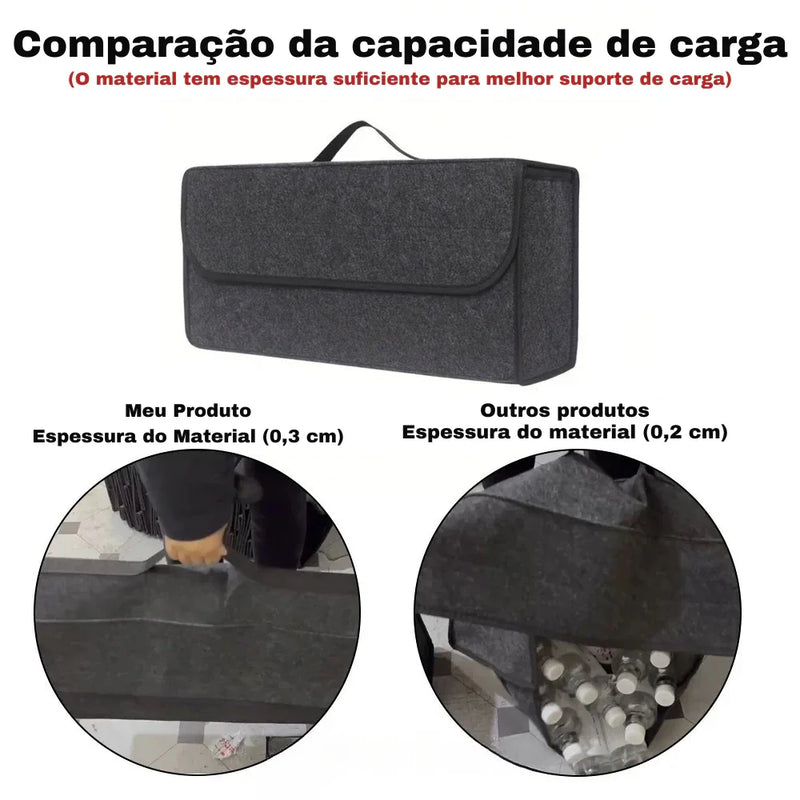 Chega de Bagunça no Porta-Malas: Organizador de Feltro Antiderrapante com Grande Capacidade para Armazenar Tudo com Praticidade!